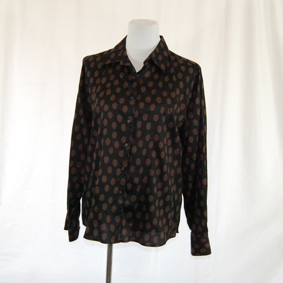Foxcroft Polka Dot Button Down Top - Picture 5 of 7